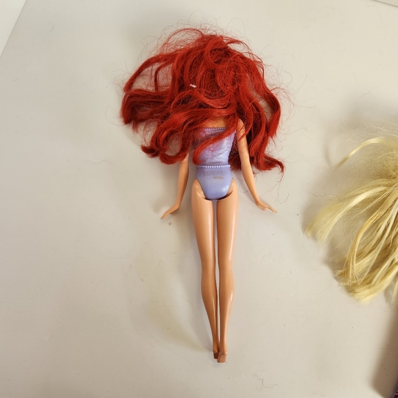 Lot of Dolls The Little Mermaid Ariel Doll Pink Dress Disney Rapunzel - Picture 9 of 11